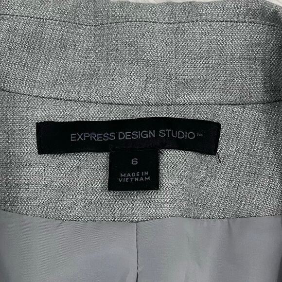 Express Design Studio Women’s 6 Gray Sparkle Professional One Button Blazer - Picture 5 of 5